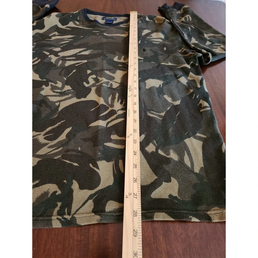 Polo Ralph Lauren Thermal Waffle Knit Camo Long Sleeve Shirt XL Green Camouflage